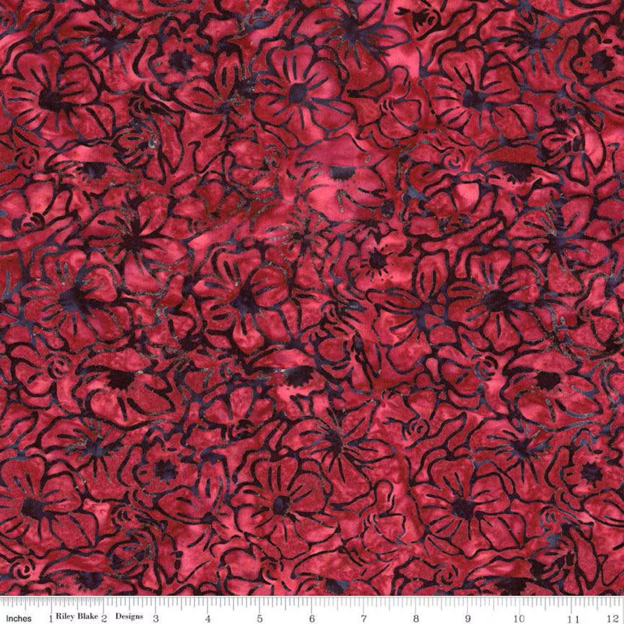 Fabric Riley Blake Black Cherry Chutney Floral Expressions Batiks Floral Reflections by the Quarter Yard BT23181-227